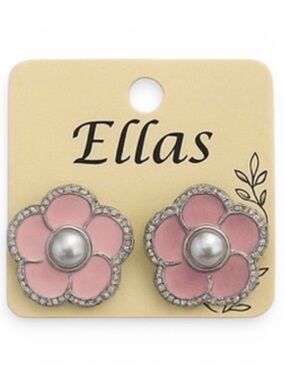 Ellas Enamel Camellia Flower Earrings – 7 Color Options